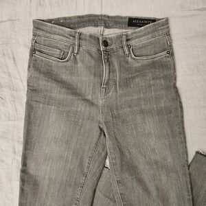 All Saints Grace Slashed Jeans Grey Stretch